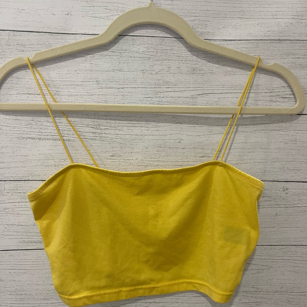 SHEIN Yellow Spaghetti Strap Crop Top